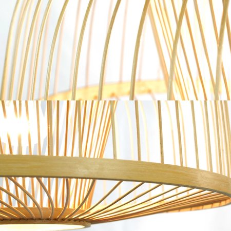 Vintiquewise Oval Bamboo Wicker Rattan Chandelier Hanging Light Fixture for Living Room, Dining Room, Entryway QI004237